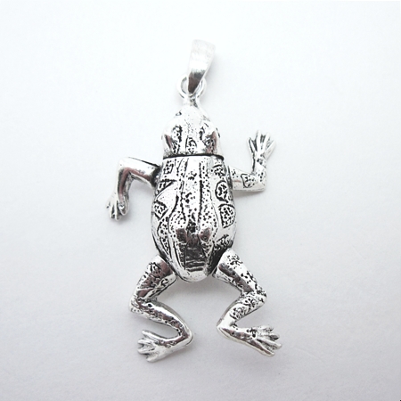 Movable Sterling Silver Frog Pendant - Click Image to Close
